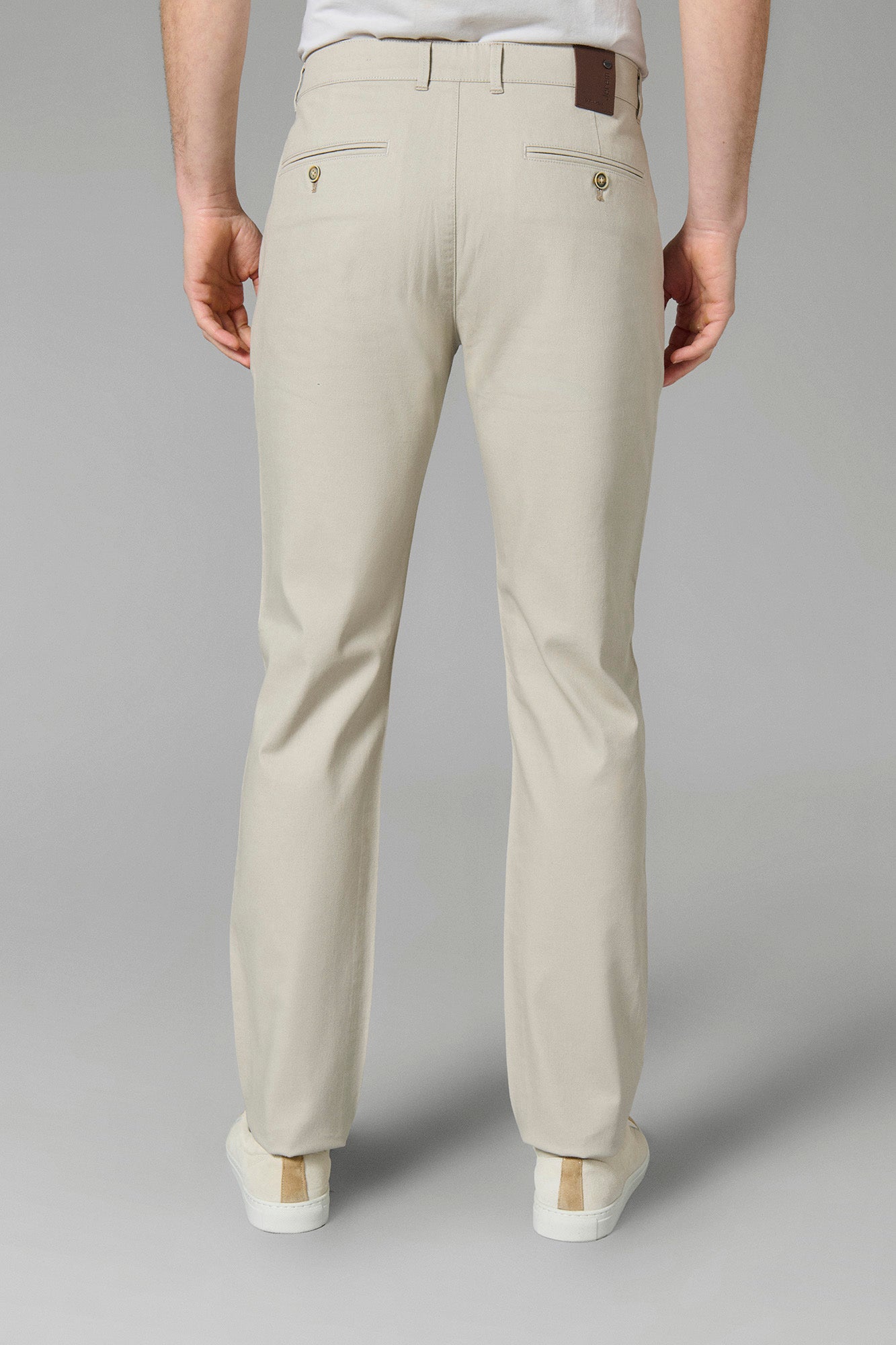 Pantalon de ville en piqué stretch uni Jerem, poches italiennes