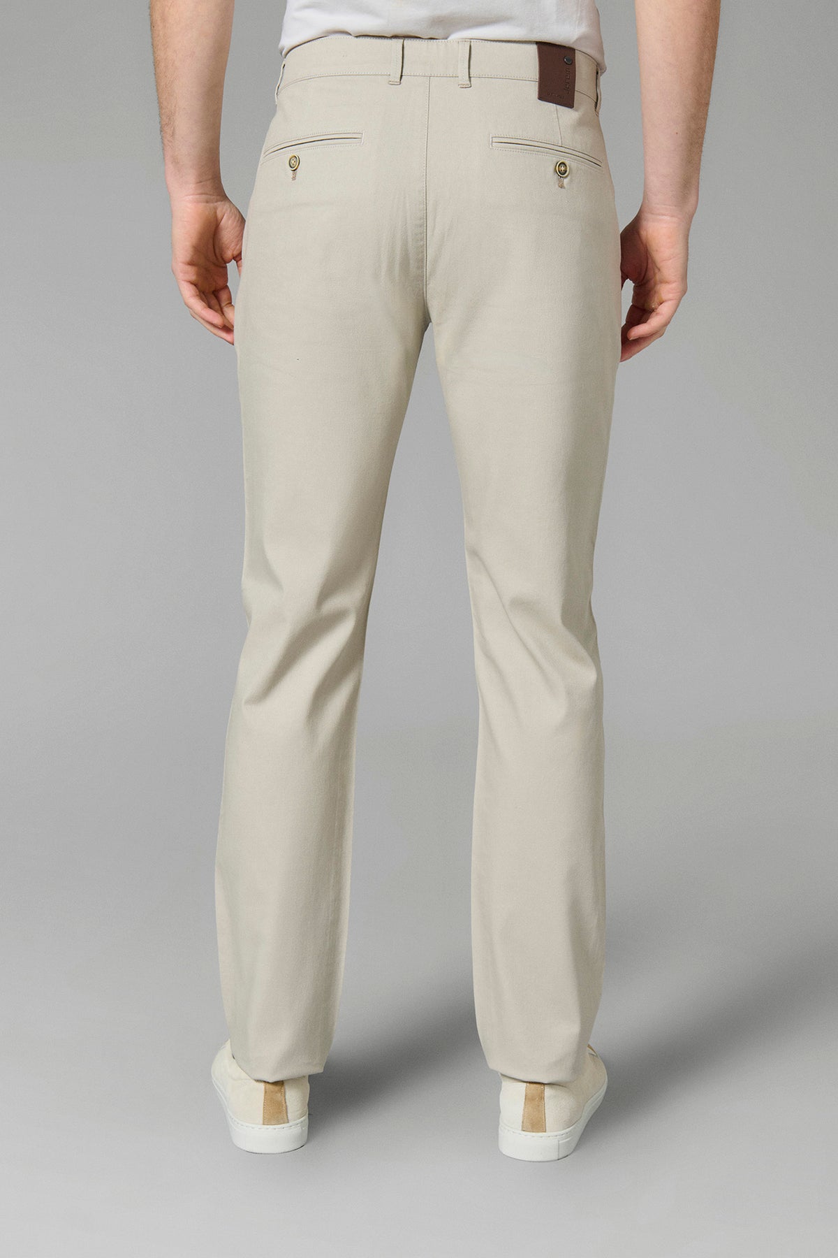 Pantalon de ville en piqué stretch uni Jerem, poches italiennes
