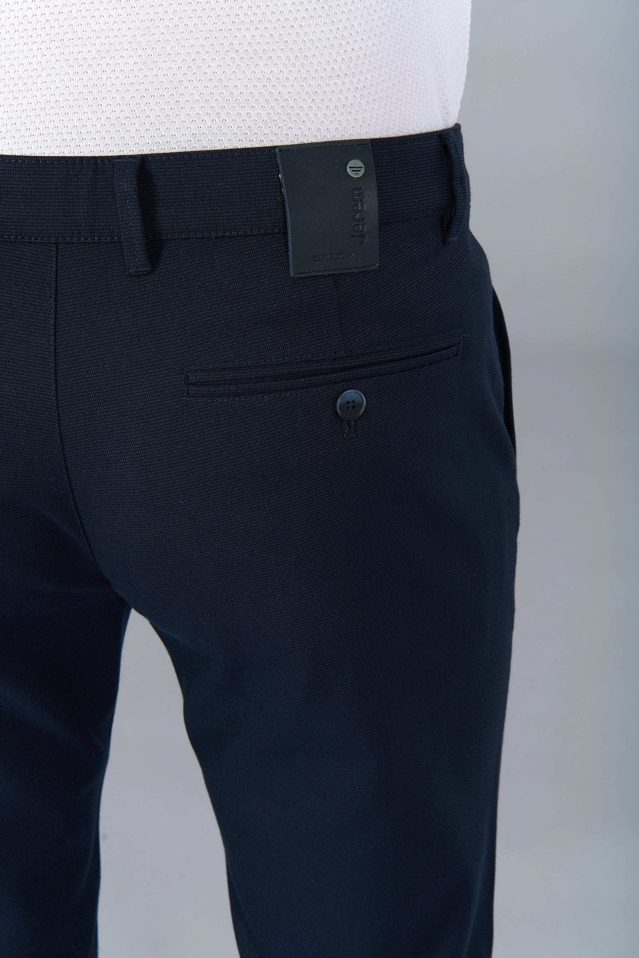 Pantalon de ville en sergé stretch faux-uni Jerem, poches italiennes