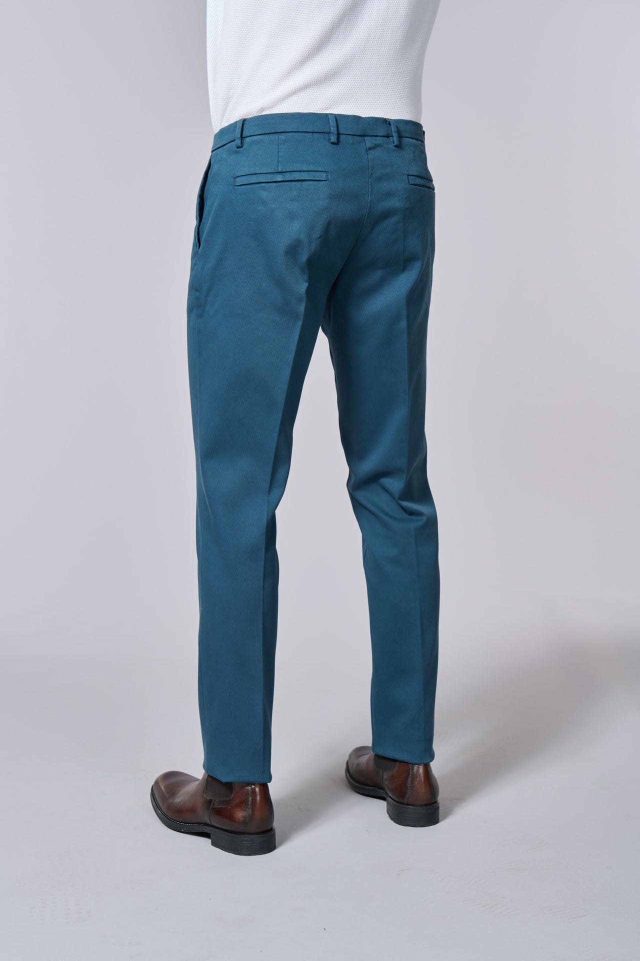 Pantalon ajusté en tricotine de coton stretch, Jerem