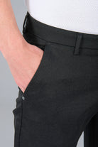 Pantalon minimaliste en tricotine stretch micro-motif Jerem, poches italiennes, coupe droite vue 13