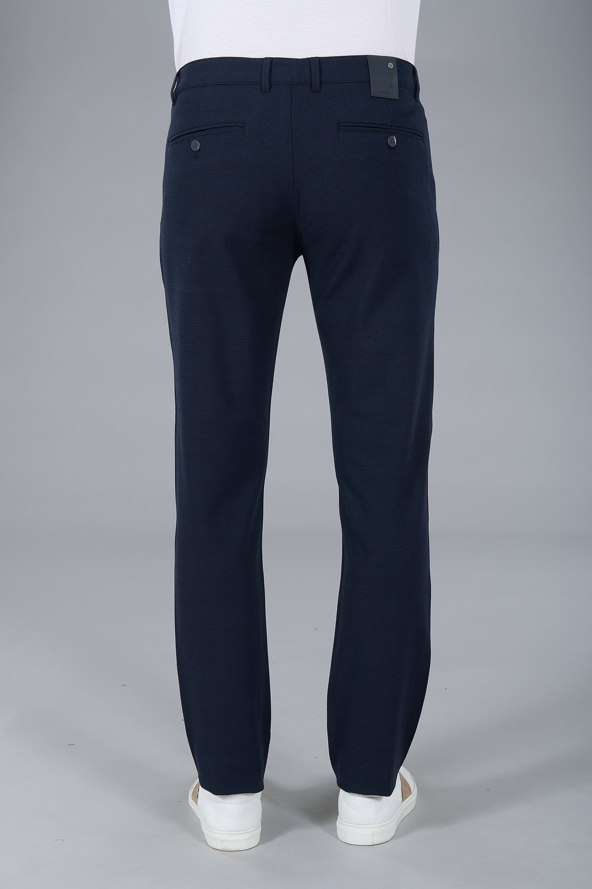 Pantalon de ville bi-stretch carreaux Jerem, poches italiennes