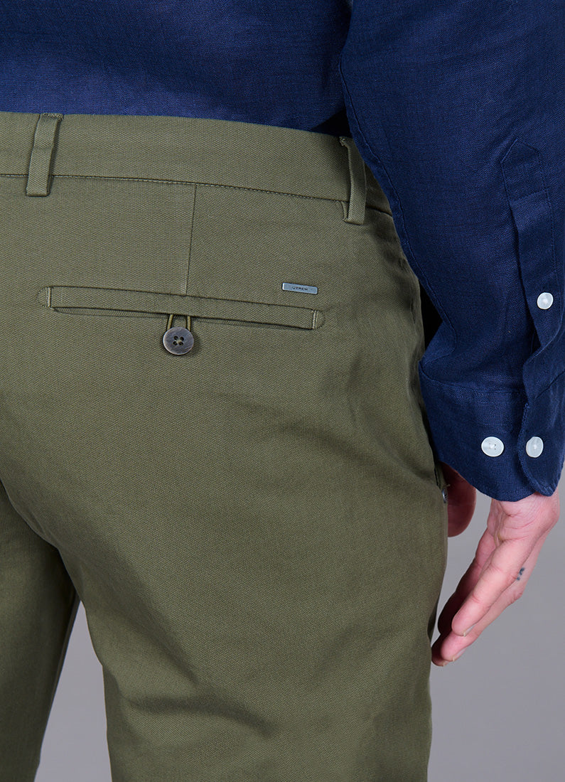 Piqué de coton stretch — Pantalon Jerem, poches italiennes