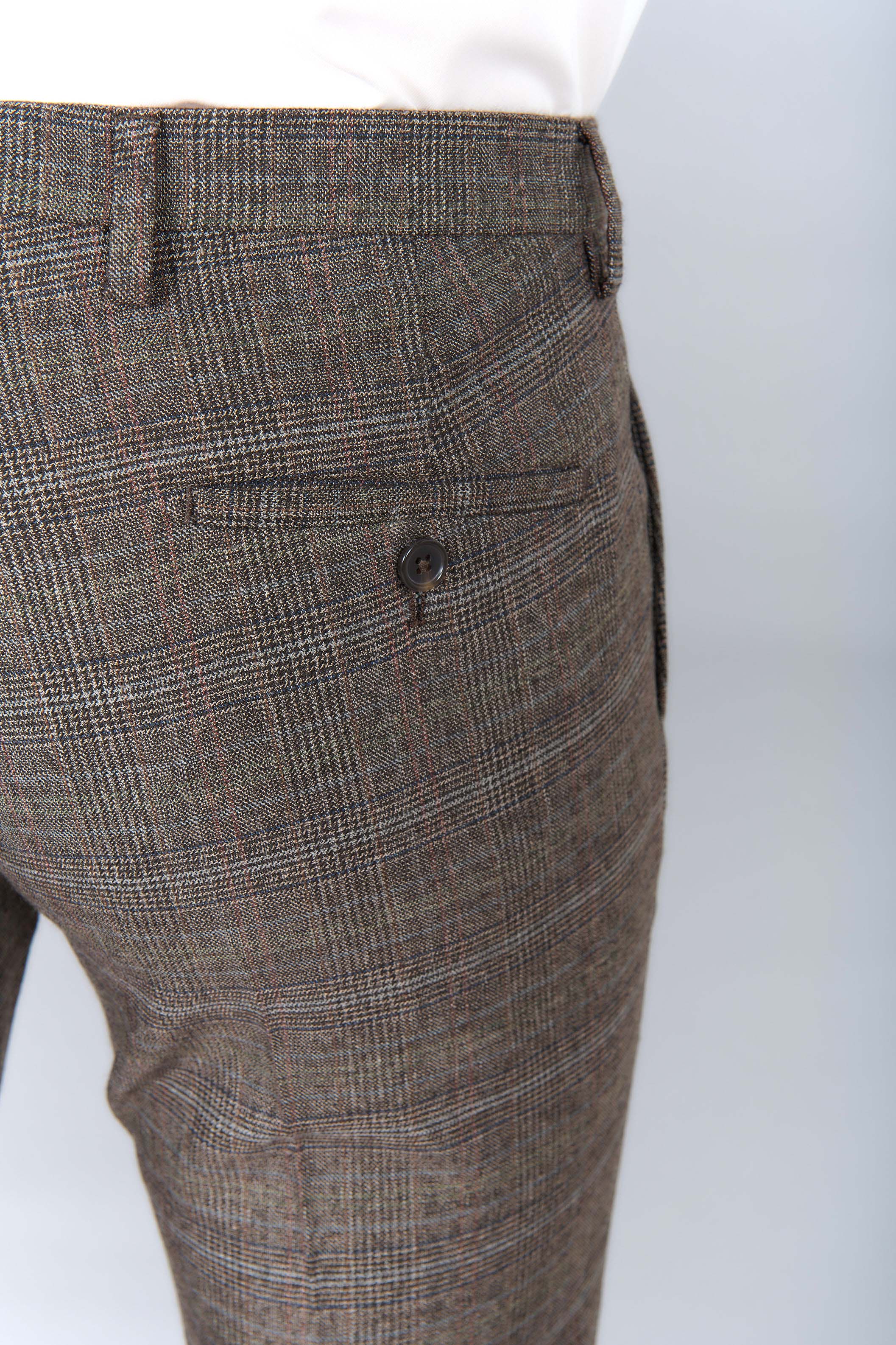 Pantalon de costume ajusté prince de galles stretch Jerem, poches italiennes, jambes semi-doublées