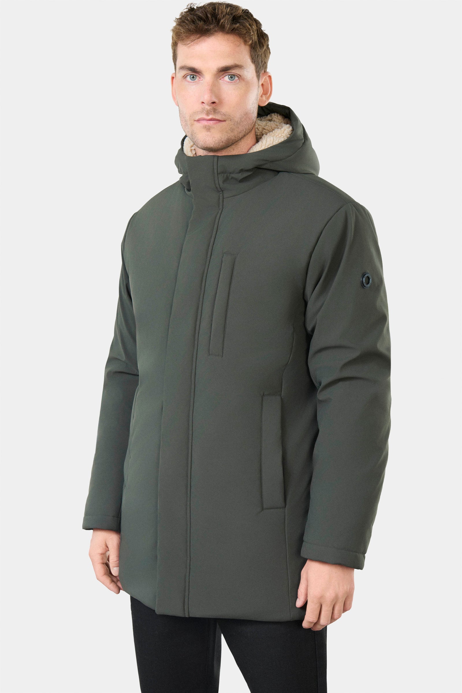 Parka capuche avec fausse fourrure Laper Jerem, poche poitrine, coupe confortable
