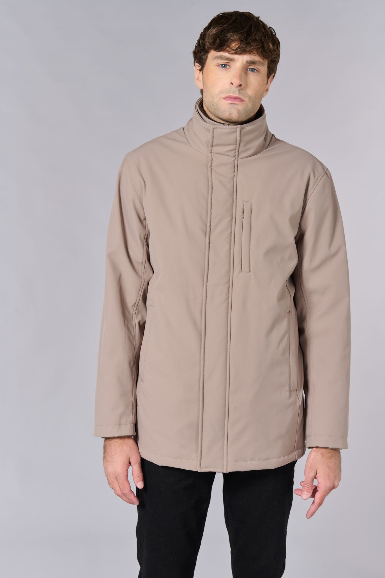 Parka classique en tissu déperlant avec col amovible Jerem, poche poitrine