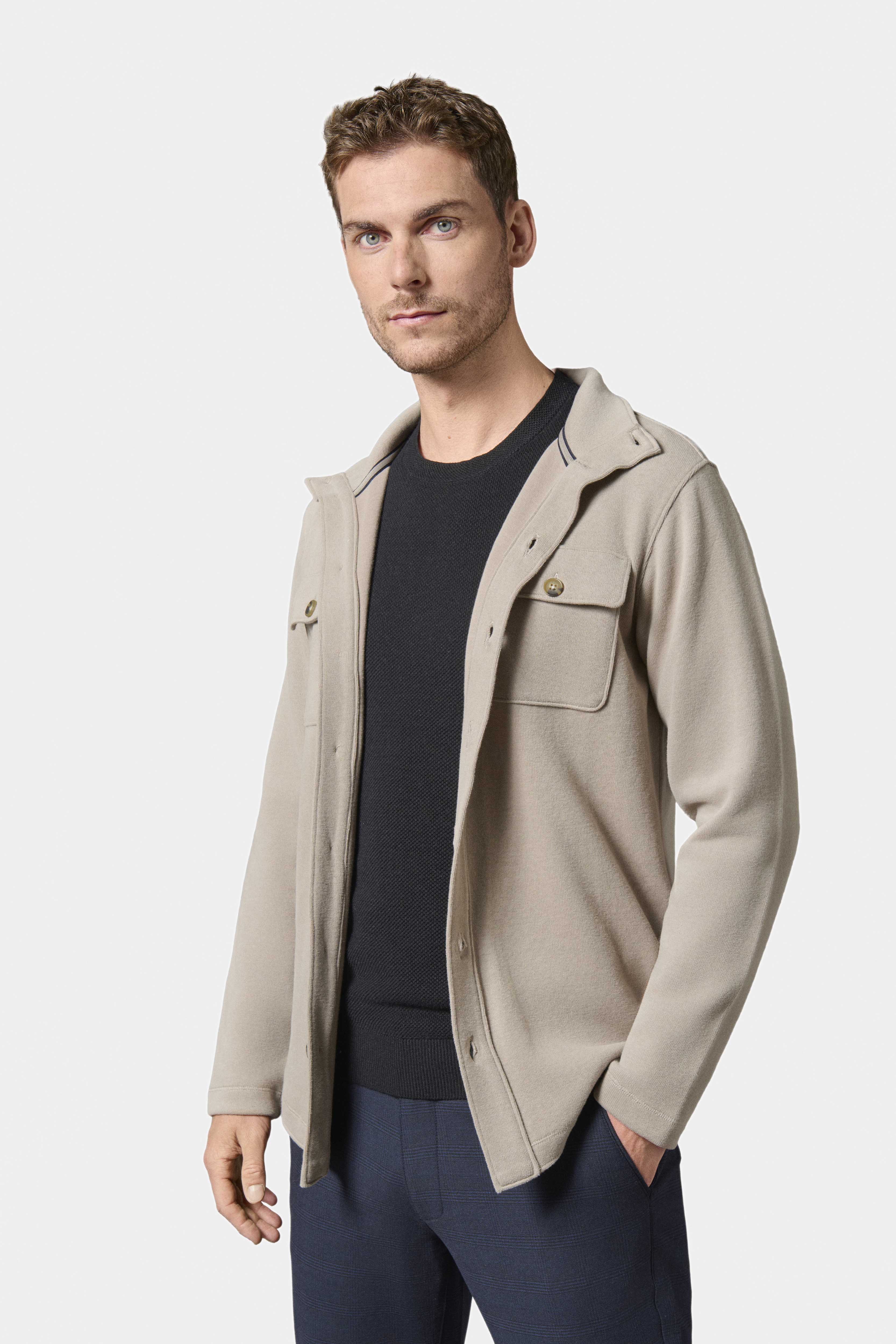Maille côtelée — Surchemise col montant Jerem, coupe confortable