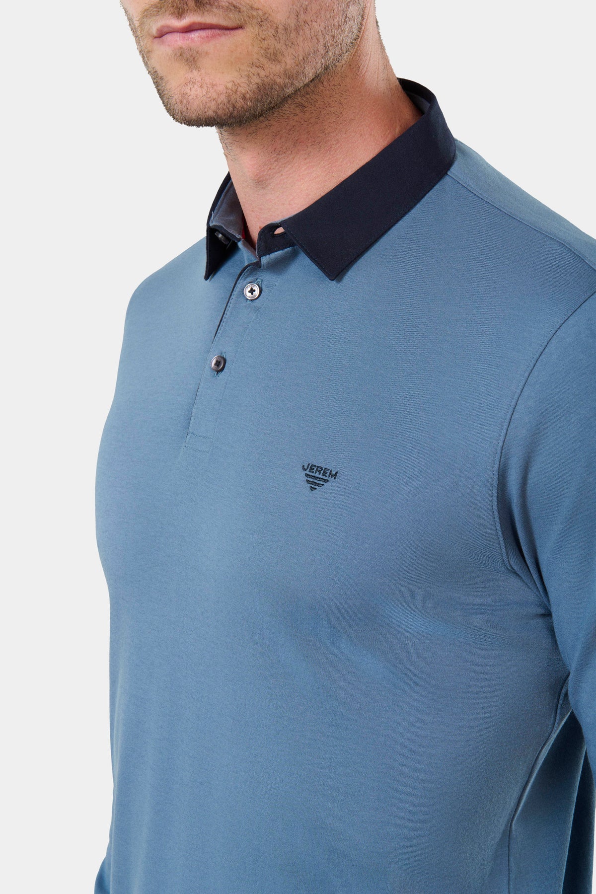 Interlock Pront — Polo de manga larga Jerem, cuello polo
