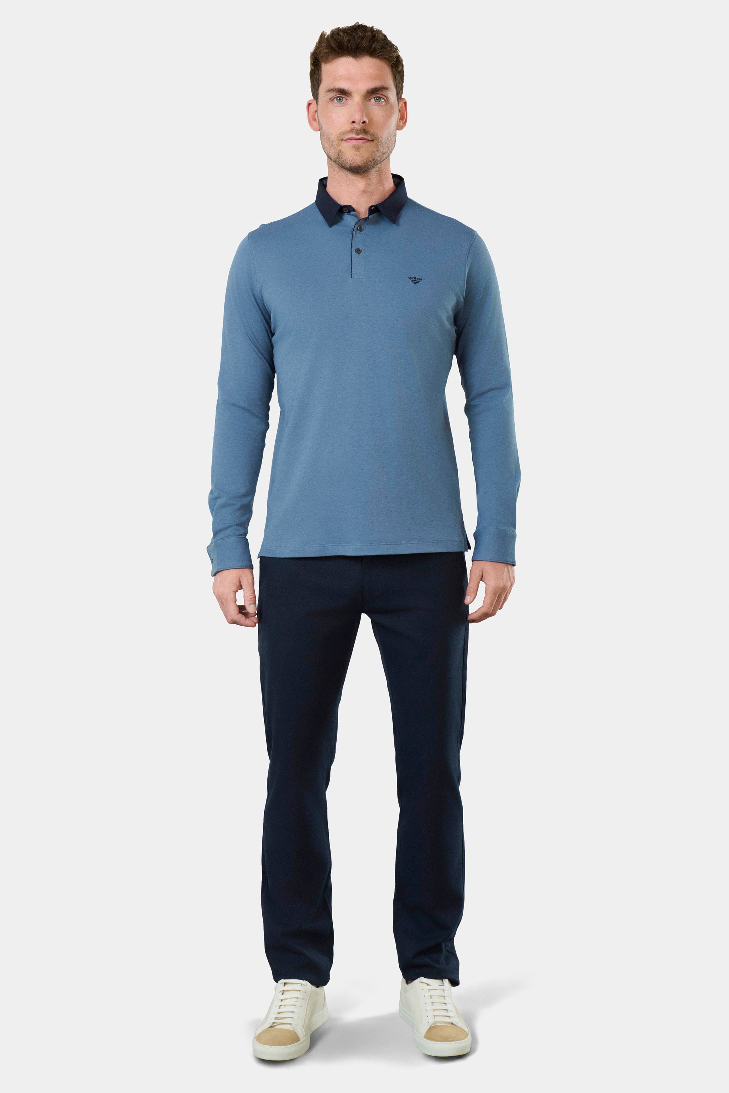 Polo manches longues, interlock Pront Jerem, col polo