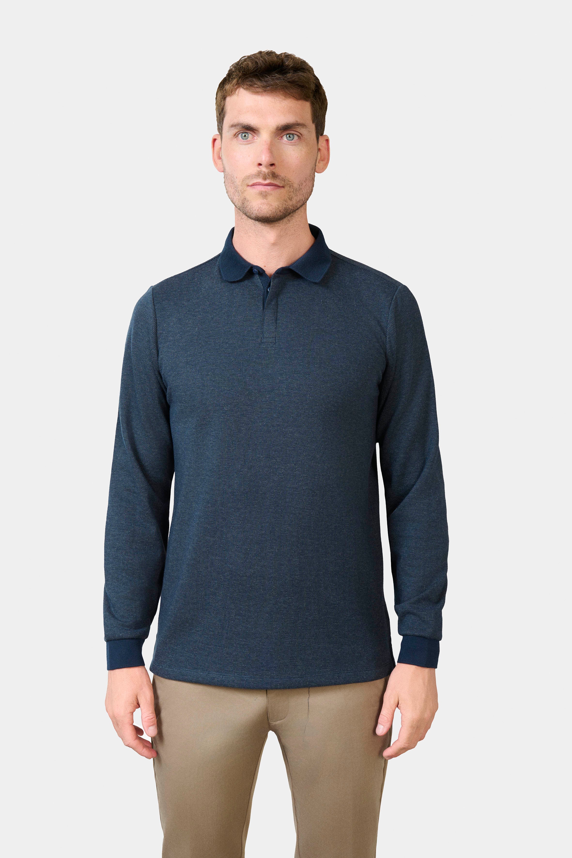 Polo manches longues en maille jacquard Batti, Jerem