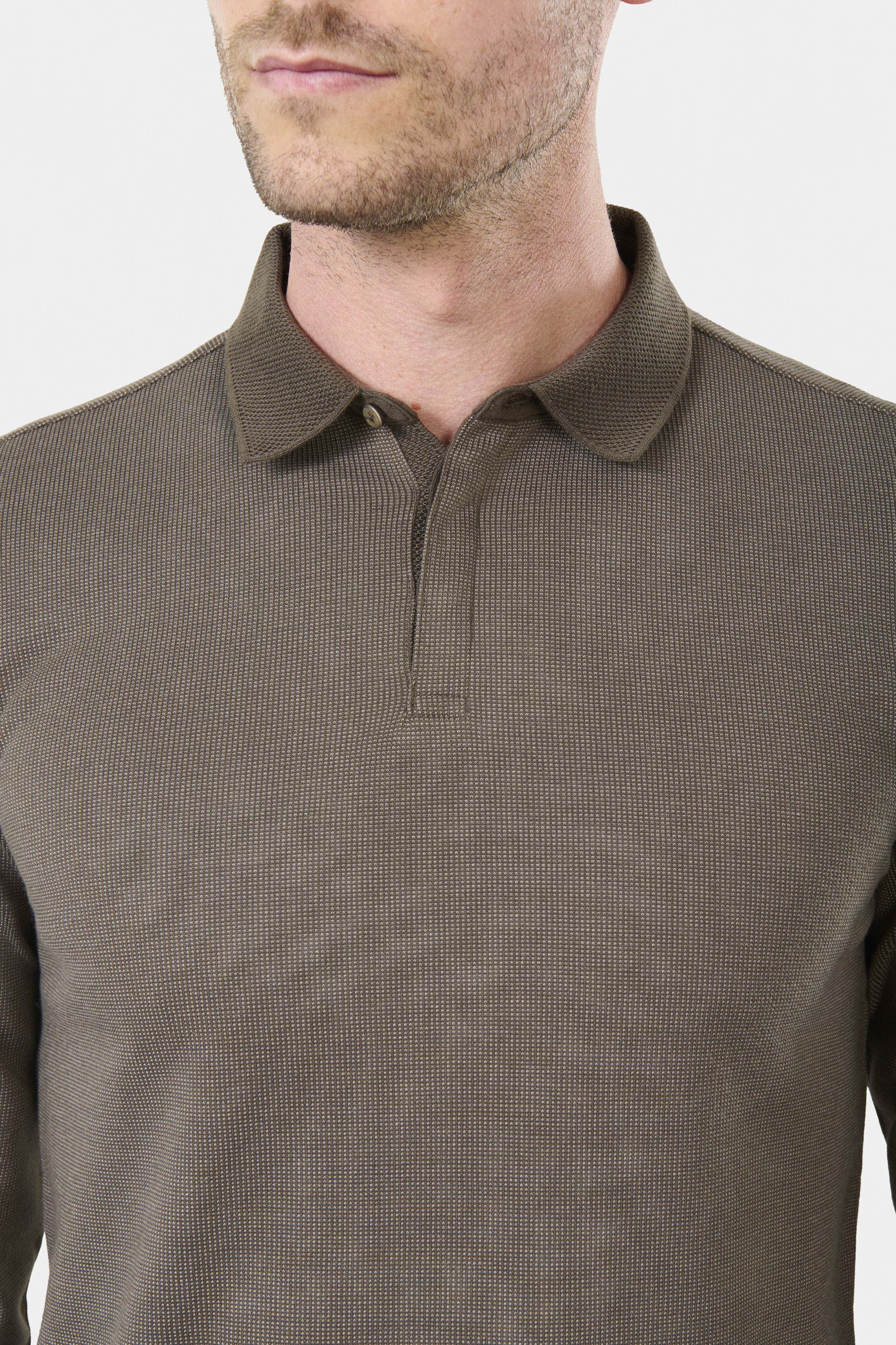 Jerem — Polo manches longues en maille jacquard Batti