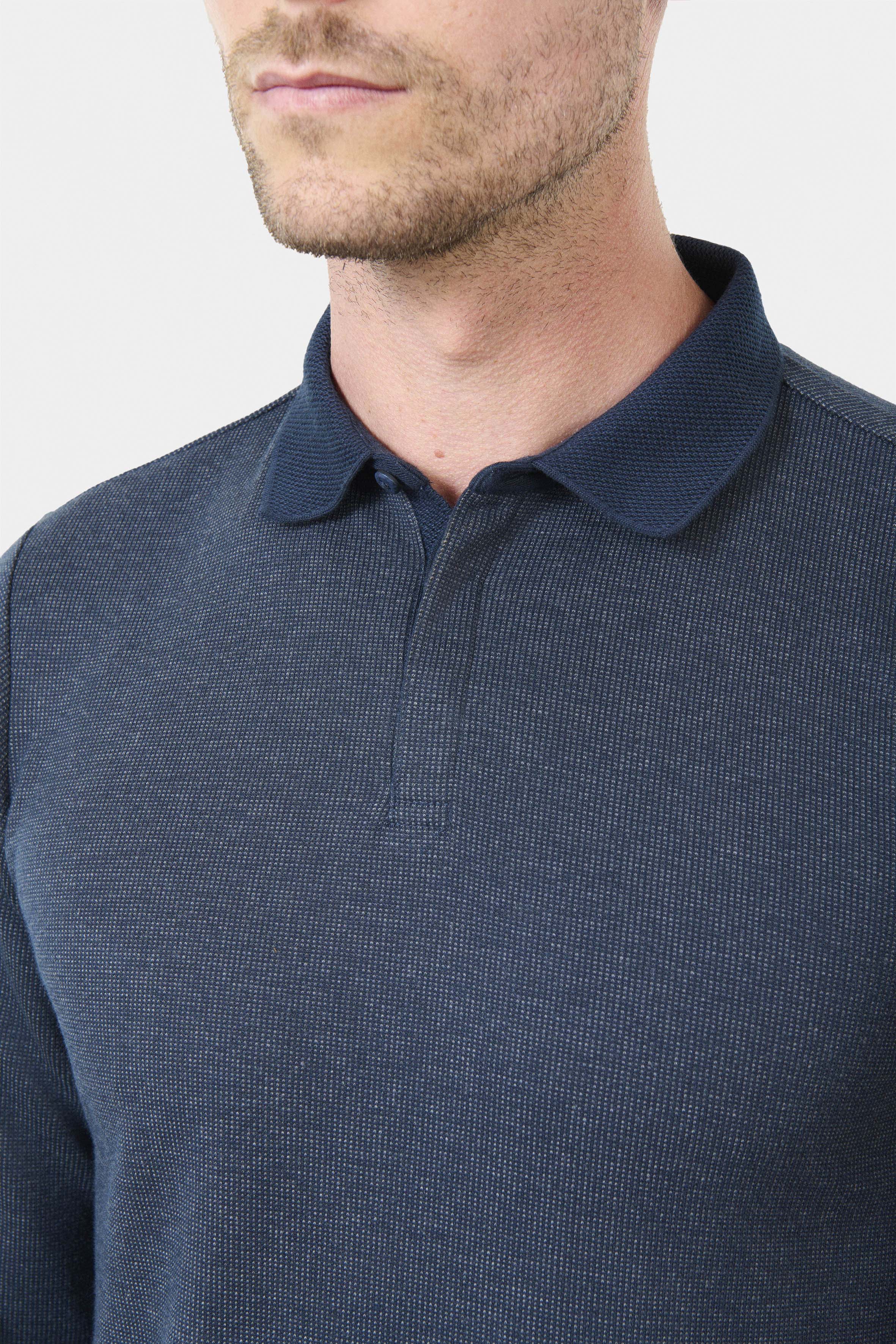 Polo manches longues en maille jacquard Batti Jerem, col polo