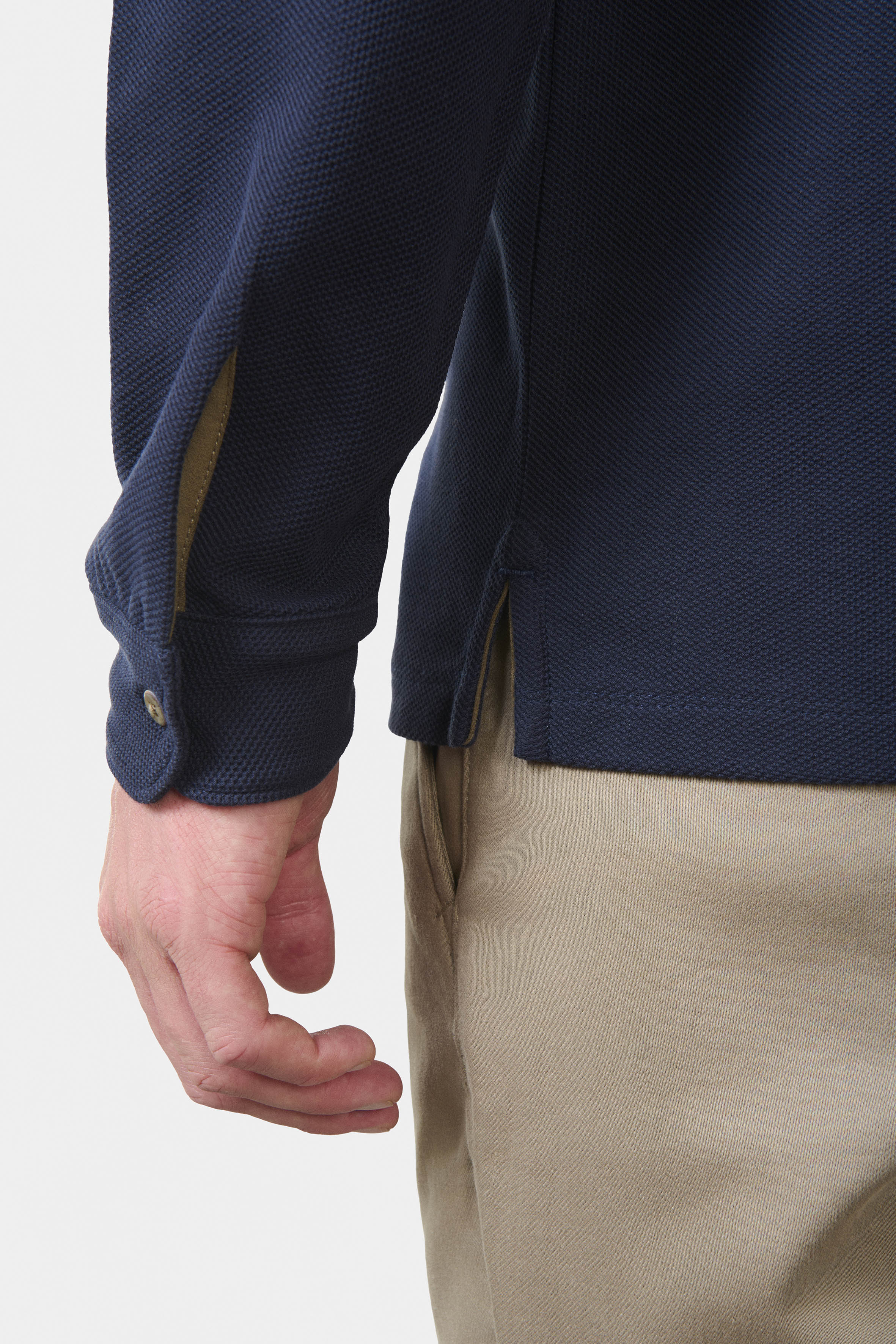Polo manches longues en nid d'abeille Skull Jerem, coupe droite