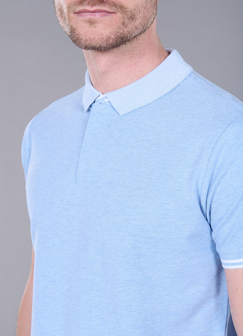 Polo zippé, piqué de coton avec cùtes rayures contrastantes sarde Jerem, manches courtes