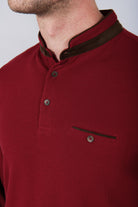 Cyran mandarin collar polo by Jerem, chest pocket view 17
