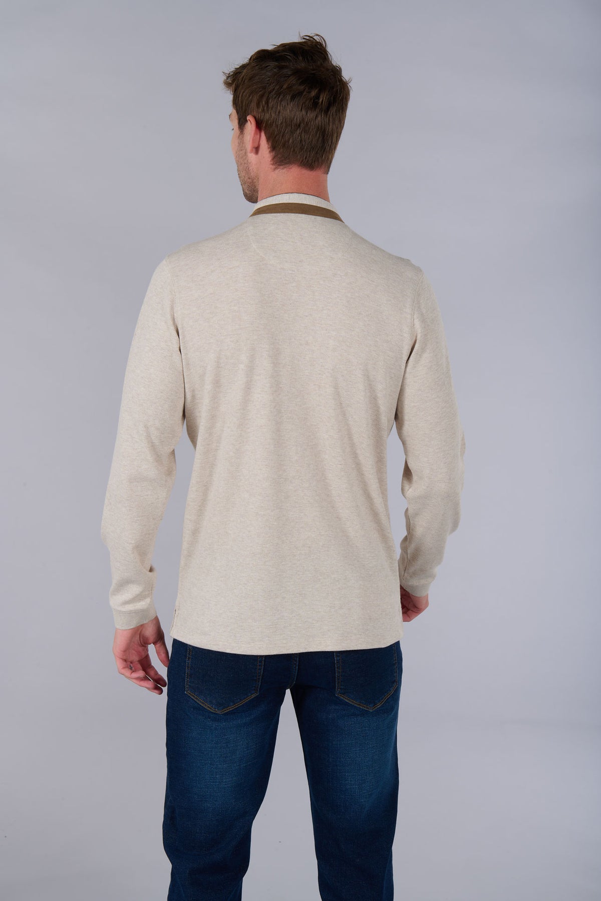 Cyran mandarin collar polo by Jerem, chest pocket view 9