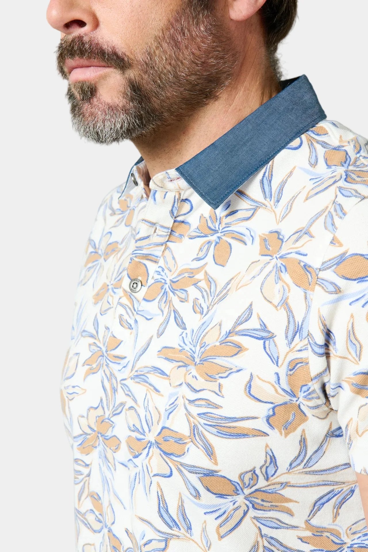 Polo vadel, piqué de coton motif fantaisie avec col chemise manches courtes Jerem, manches courtes, coupe confortable