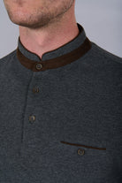 Cyran mandarin collar polo by Jerem, chest pocket view 4