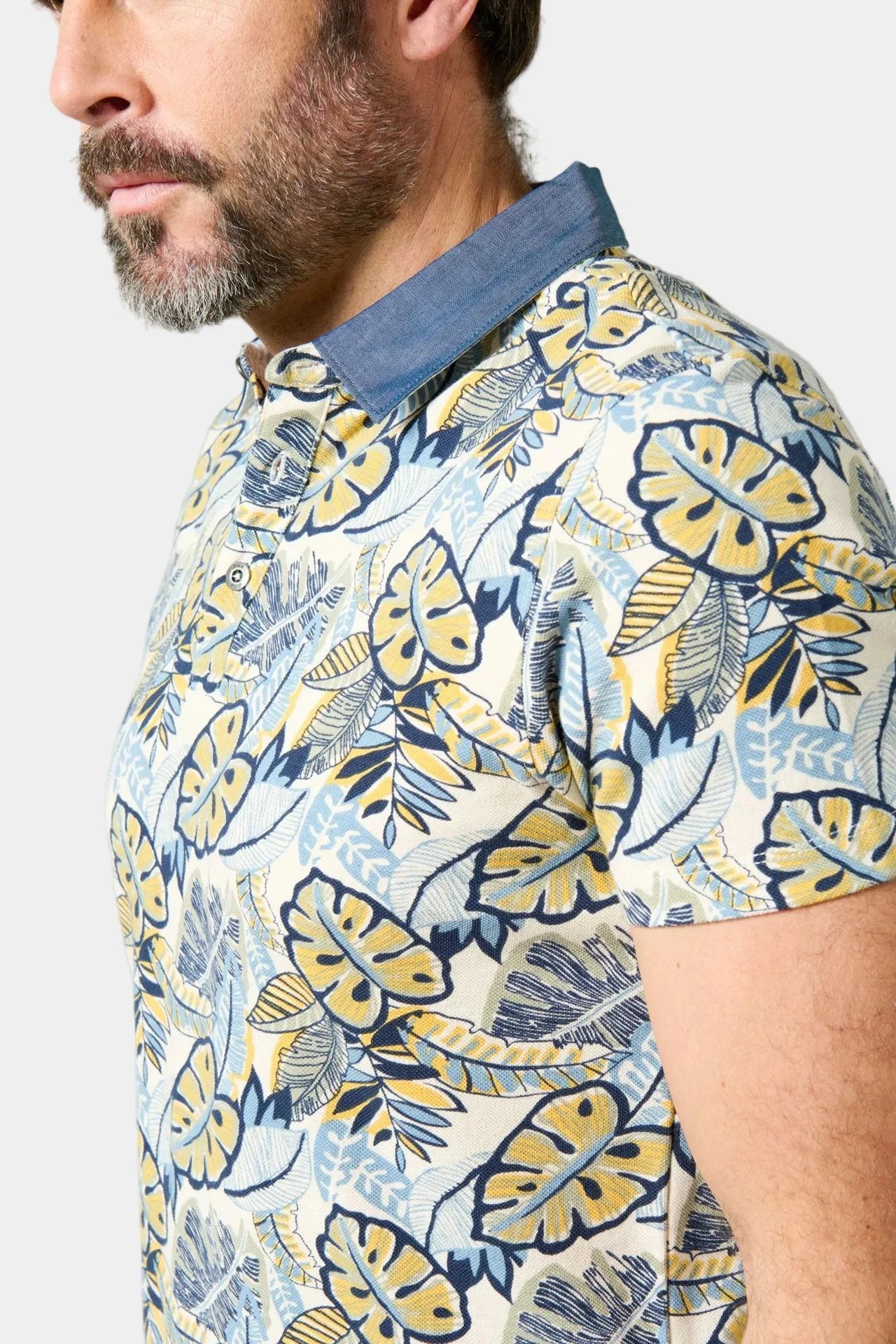 Polo vadel en piqué de coton motif fantaisie avec col chemise manches courtes Jerem, manches courtes, coupe confortable