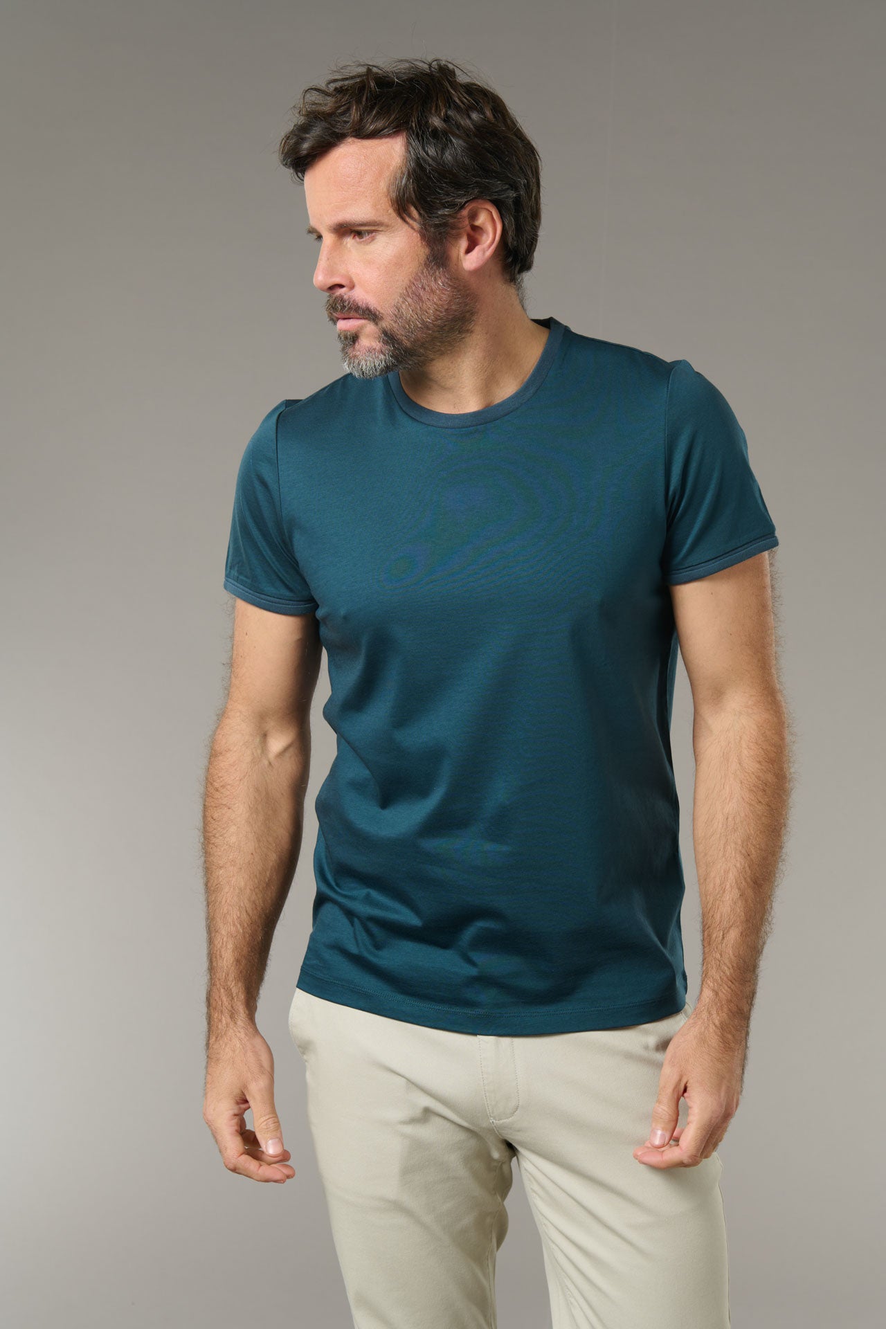 T-shirt en coton mercerisé col rond manches courtes Meriz Jerem, coupe ajustée vue 5