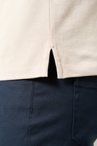 Piqué de coton stretch col mao manches courtes — Polo curos Jerem, coupe ajustée, col mao