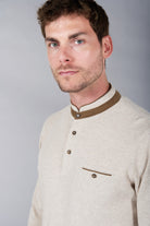 Cyran mandarin collar polo by Jerem, chest pocket view 6