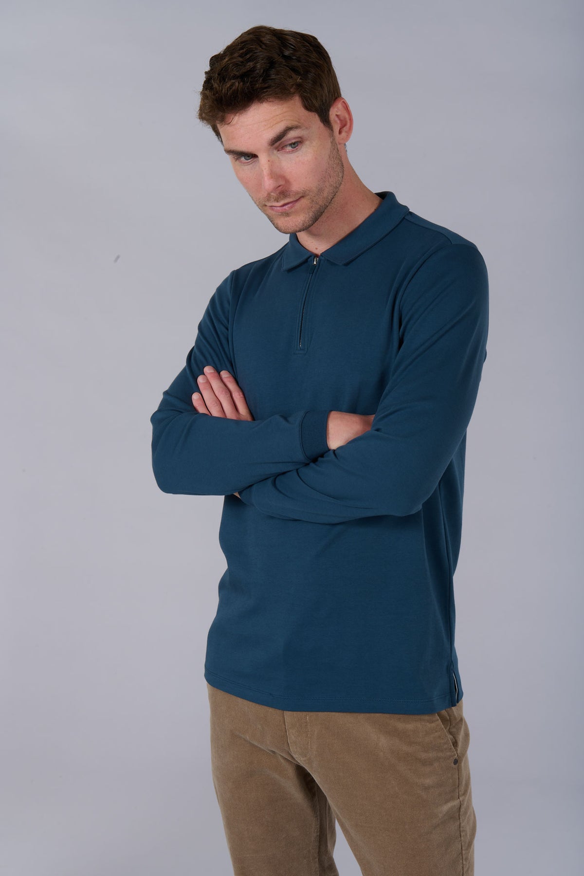 Brezy slim fit 100% cotton polo by Jerem, classic collar view 3