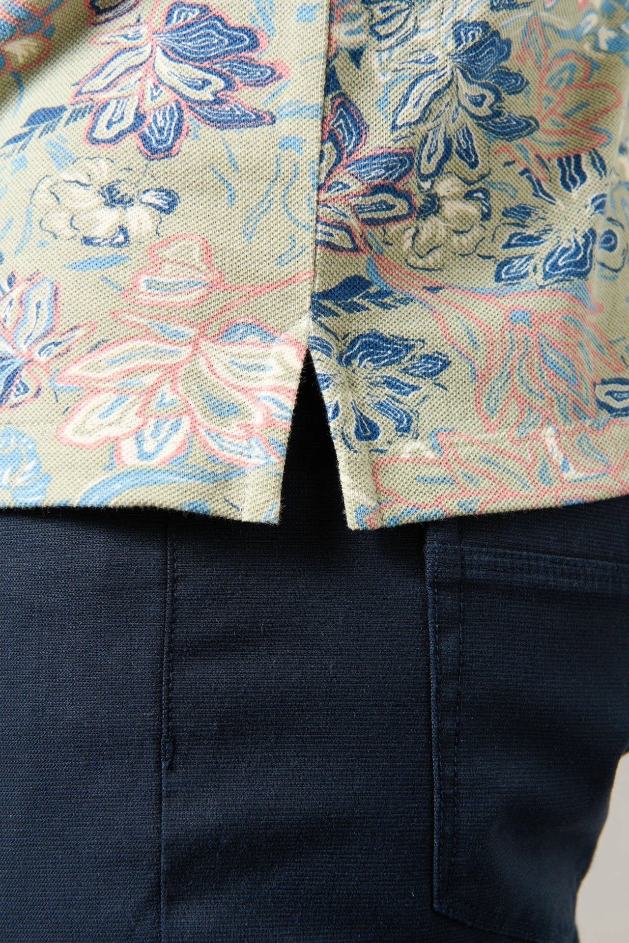 Polo vadel en piqué de coton motif fantaisie avec col chemise manches courtes Jerem, coupe confortable, col chemise