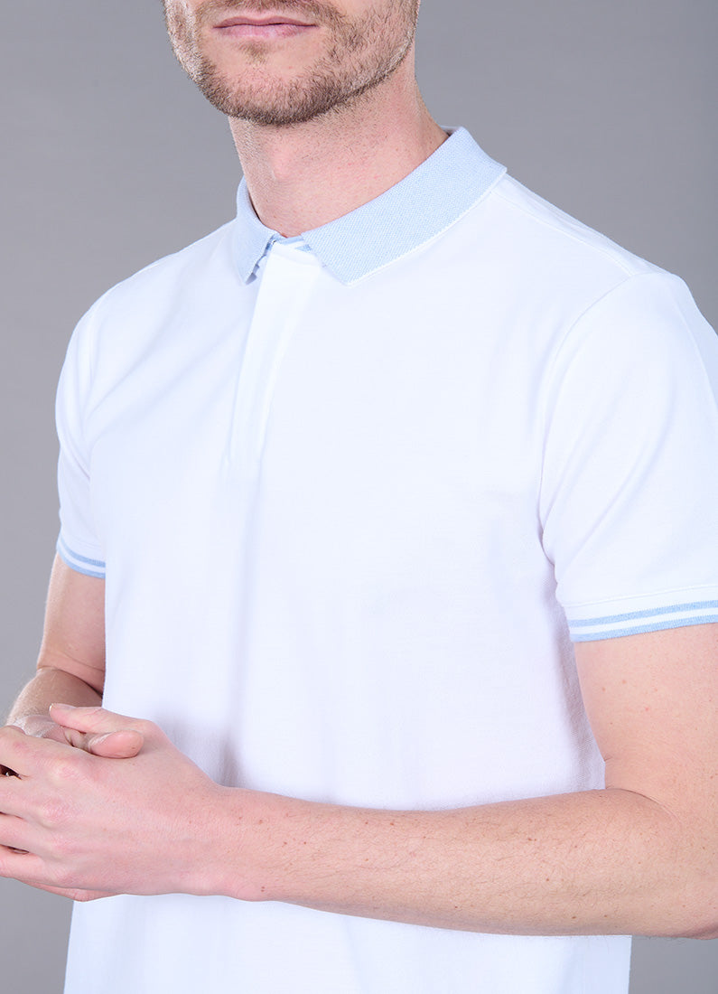 Polo zippé, piqué de coton avec cùtes rayures contrastantes sarde Jerem, manches courtes, col polo