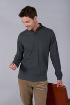 Cyran mandarin collar polo by Jerem, chest pocket