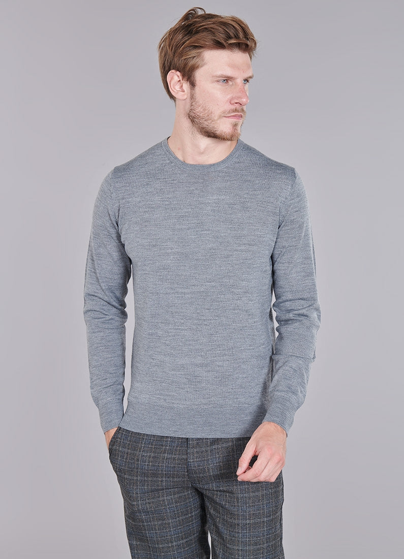 Laine mérinos — Pull col rond Jerem, coupe droite vue 11