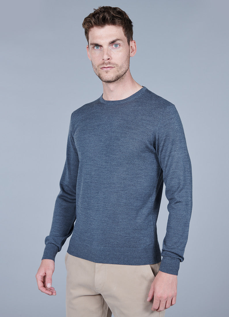 Pull col rond en laine mérinos, Jerem