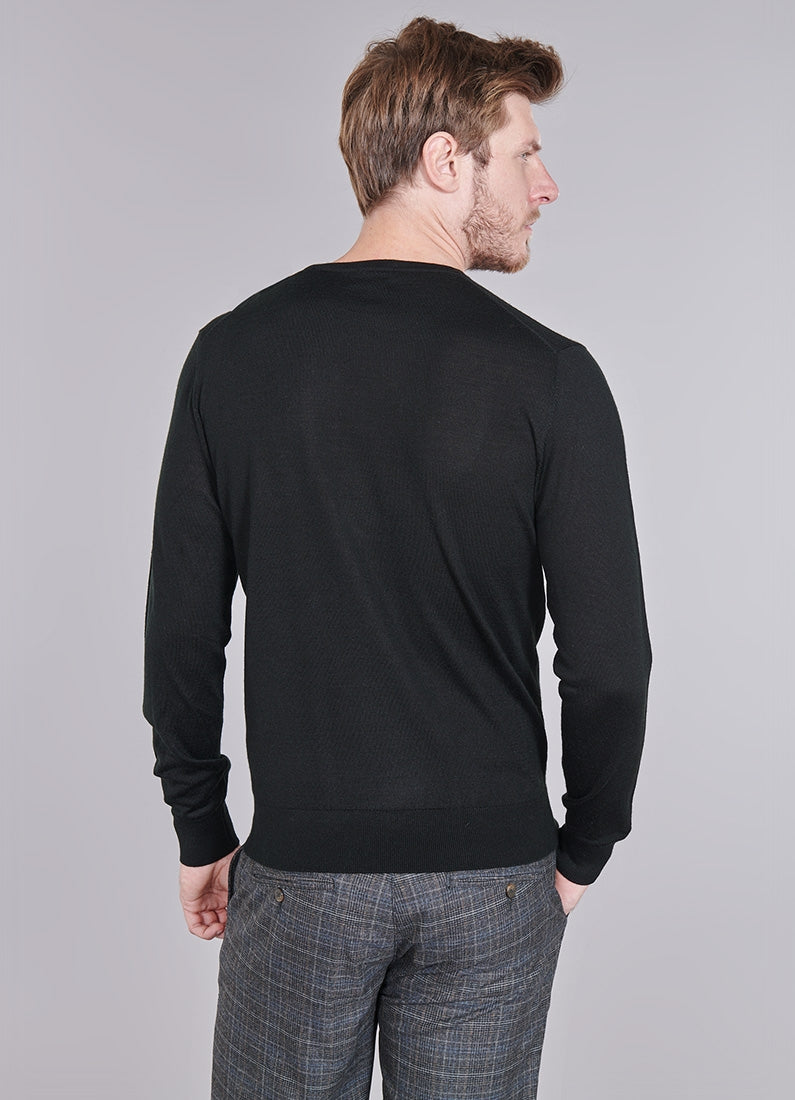 Pull col rond en laine mérinos Jerem, coupe droite vue 21
