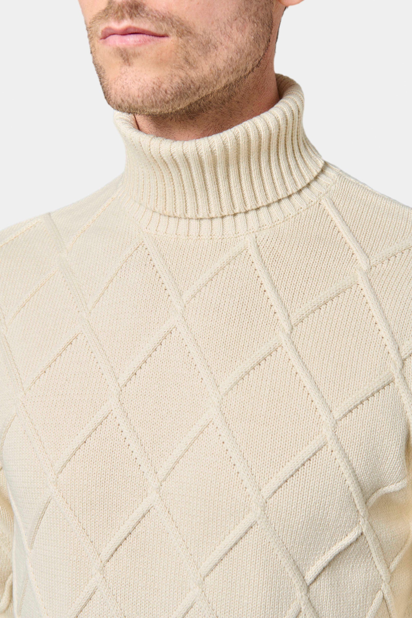 Pull col roulé en maille torsadée Corvi, Jerem
