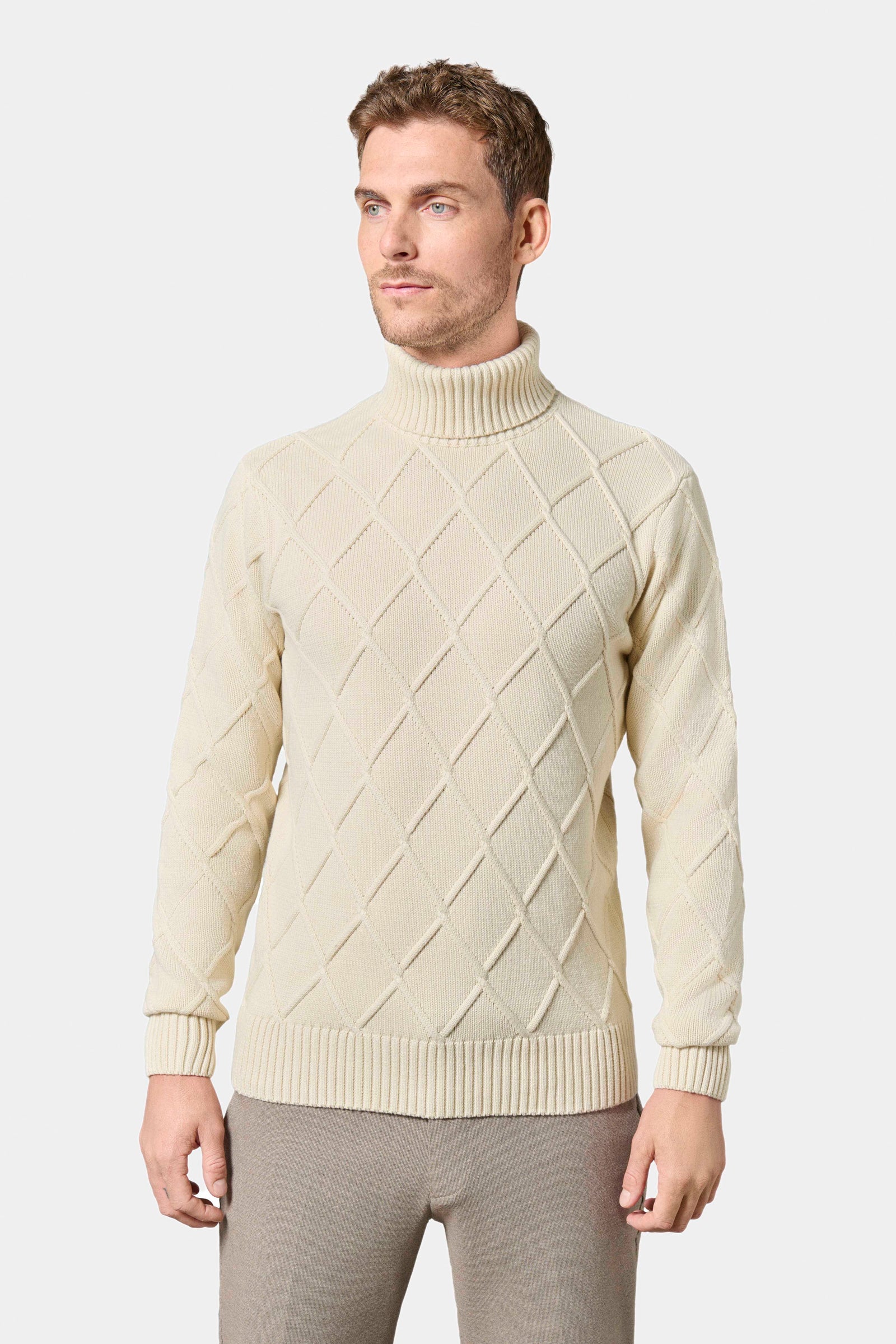 Maille torsadée Corvi — Pull col roulé Jerem