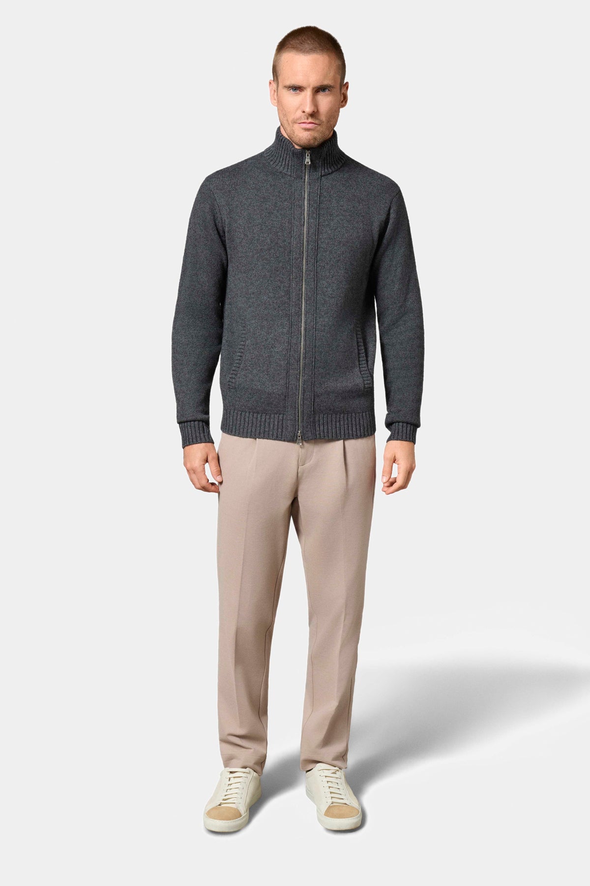 Zalkor zip-up stand-up collar cardigan Jerem – view 3