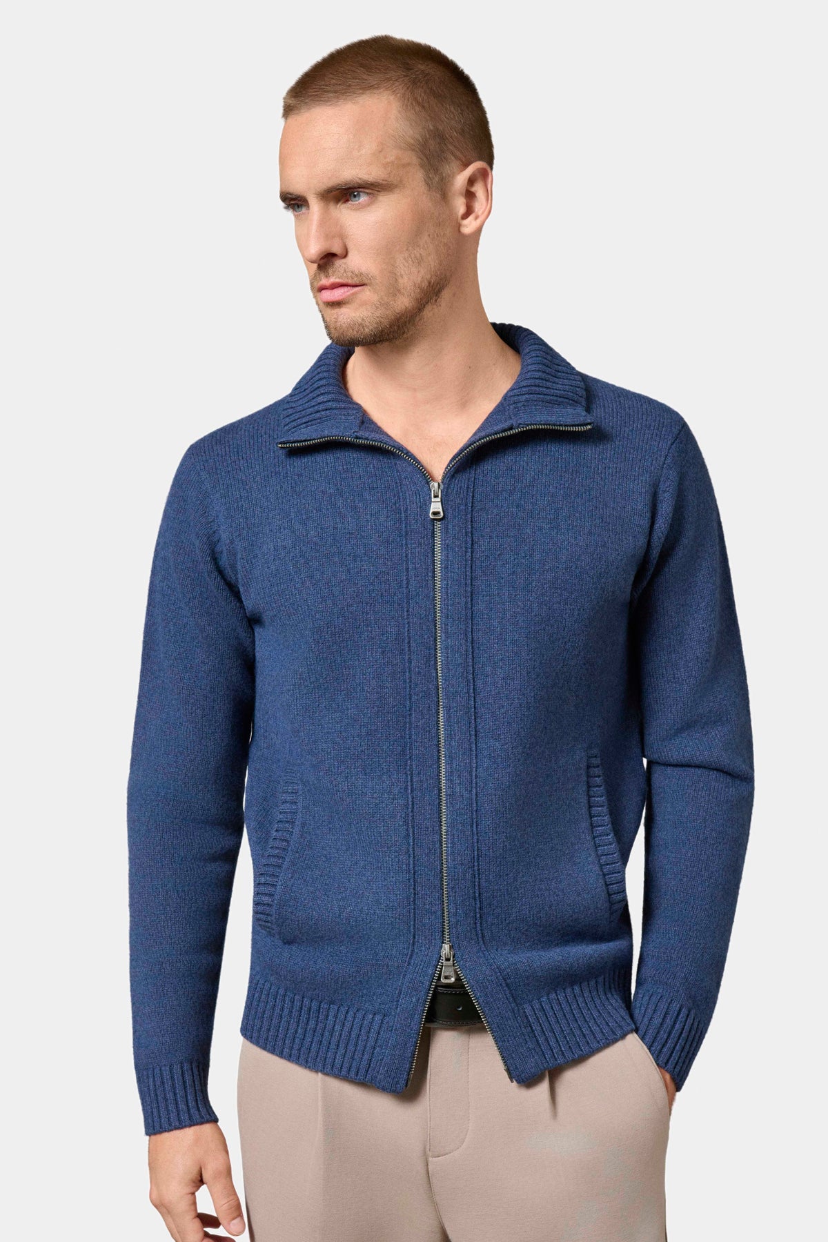 Zalkor zip-up stand-up collar cardigan Jerem – view 8