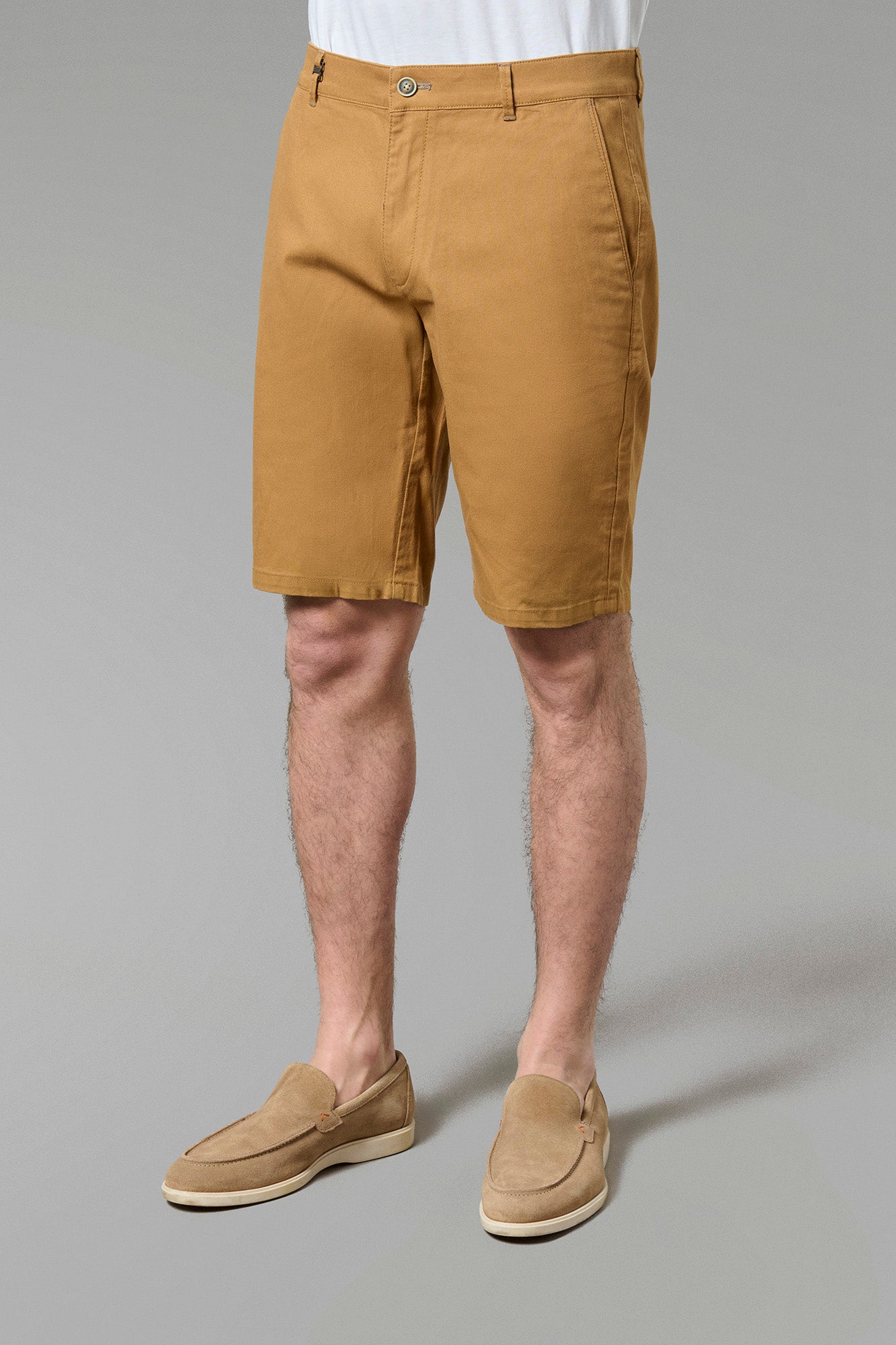 Bermuda en piqué stretch uni Jerem, poches italiennes, coupe droite