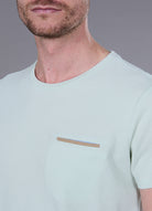 Camiseta de cuello redondo en jacquard de algodón Ruben Jerem, bolsillo de pecho, manga corta
