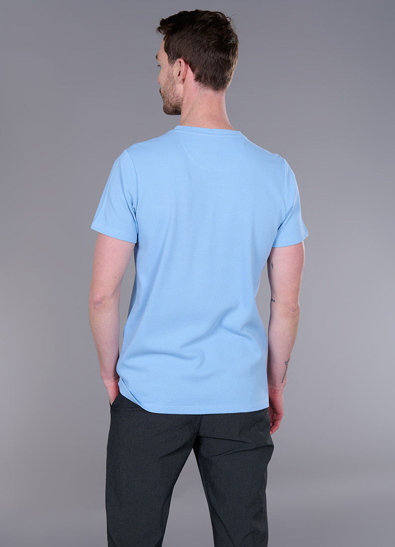 T-shirt col rond en jacquard de coton Ruben Jerem, poche poitrine, manches courtes vue 13