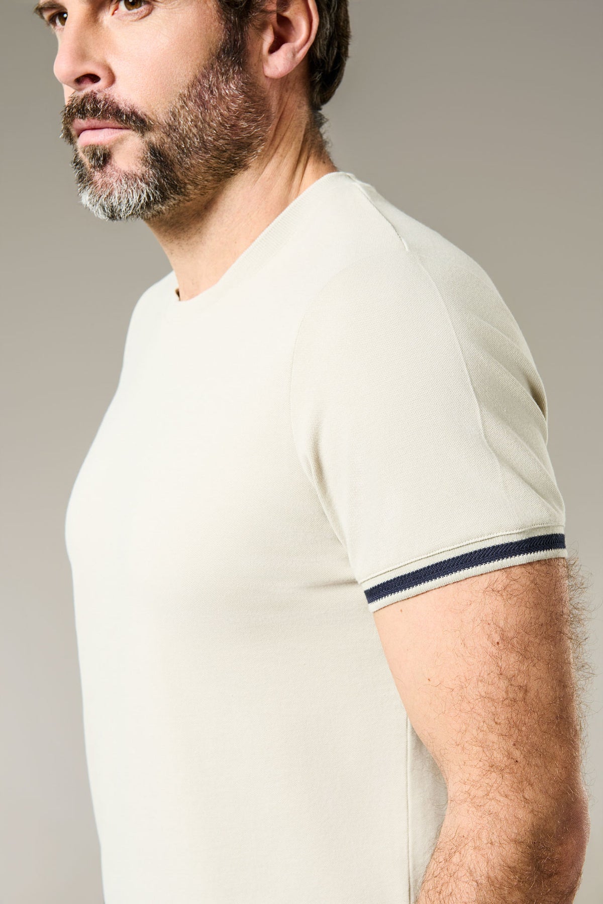 Camiseta, piqué de algodón elástico de cuello redondo y manga corta Clair Jerem, corte cómodo
