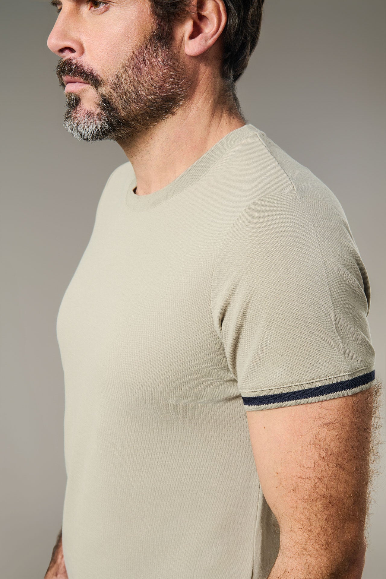 T-shirt, piqué de coton stretch col rond manches courtes clair Jerem, coupe confortable vue 6
