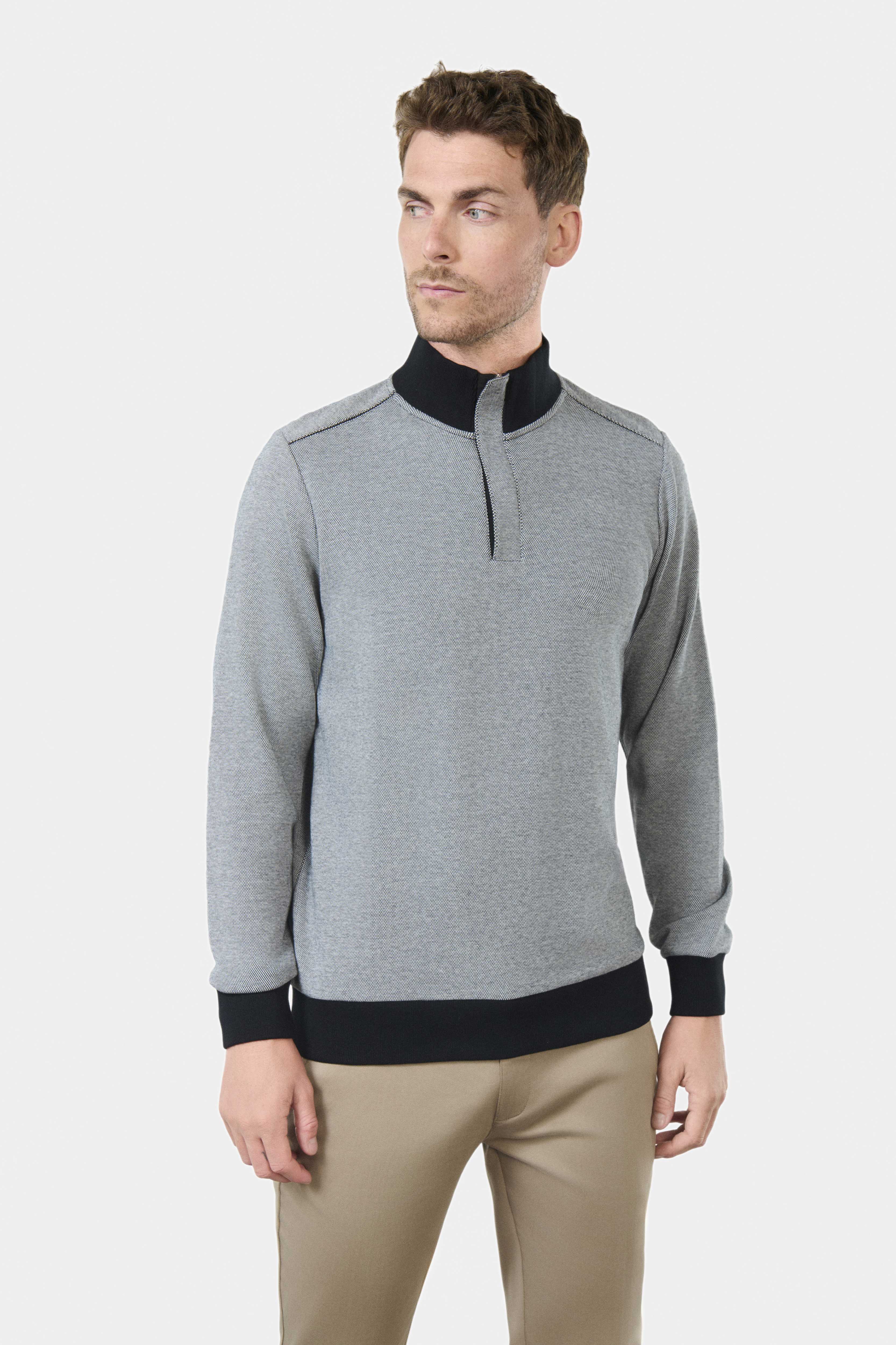 Polo bekot col montant en tissu jacquard Bekot Jerem