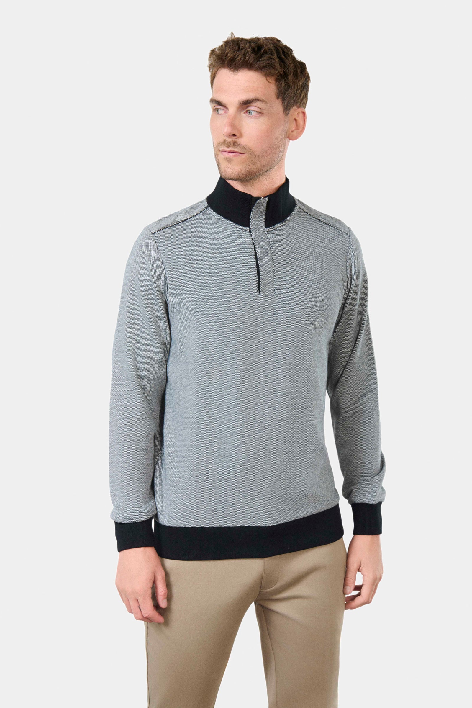 Polo bekot col montant en tissu jacquard Bekot Jerem