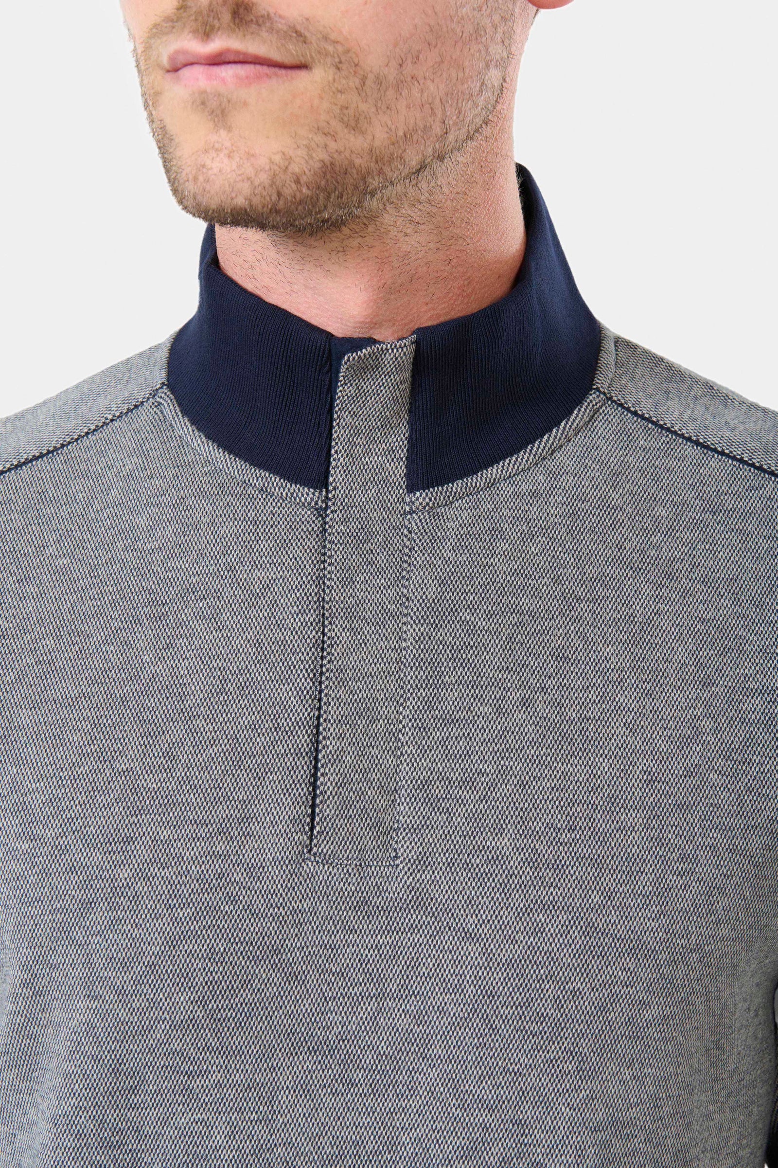 Tissu jacquard Bekot — Polo bekot col montant Jerem