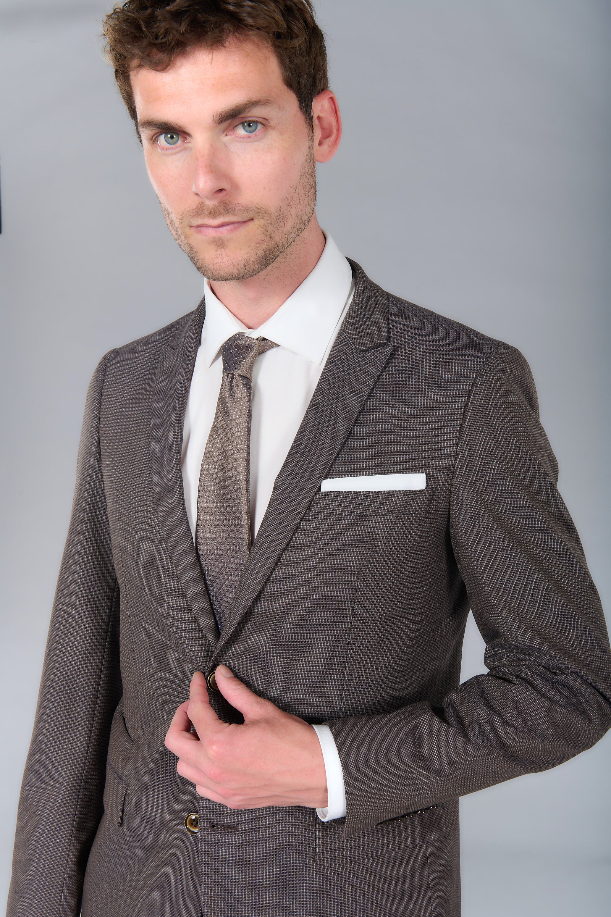 Veste de costume ajustée et stretch motif subtile Jerem, entièrement doublée