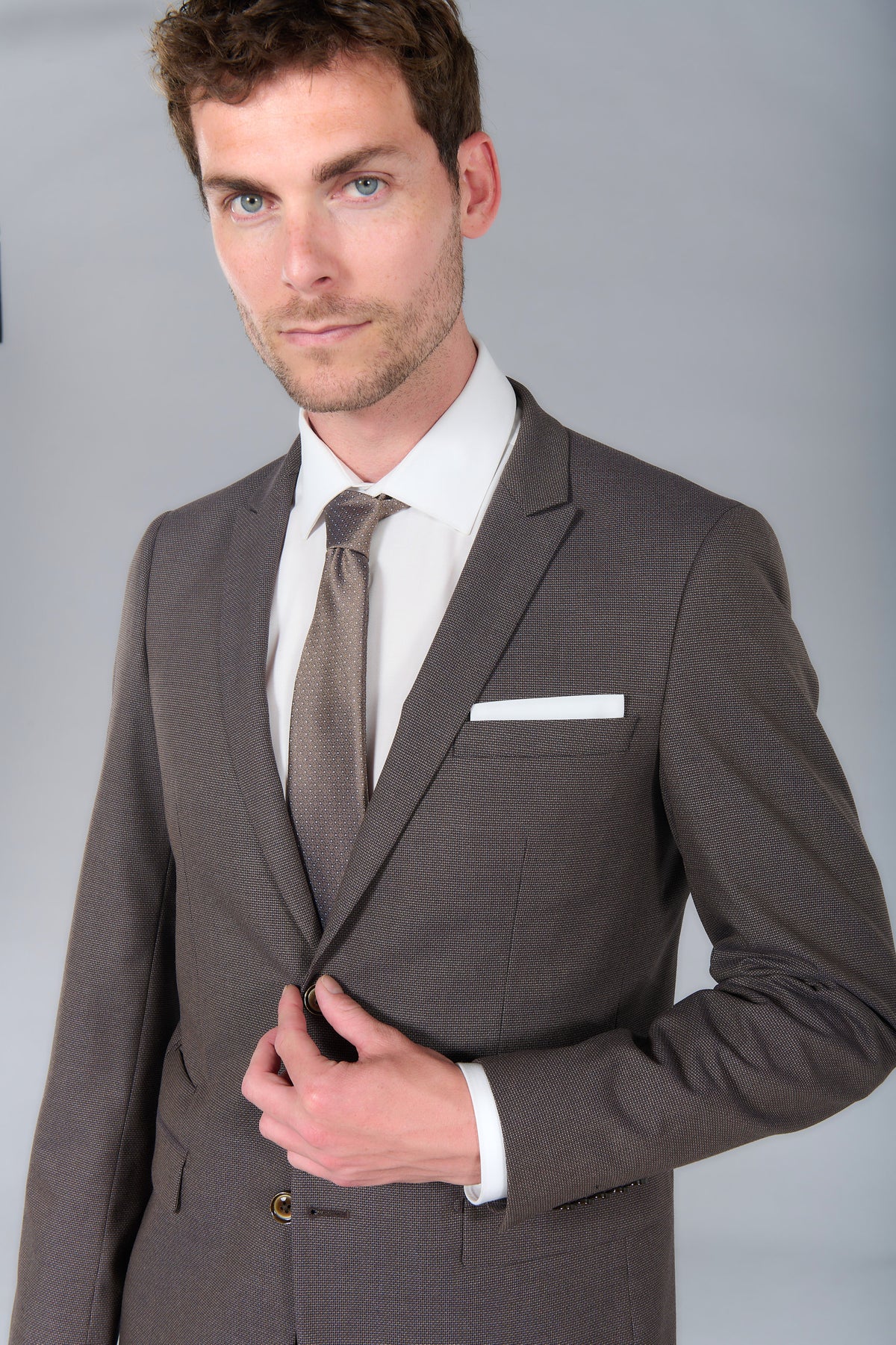 Veste de costume ajustée et stretch motif subtile Jerem, entièrement doublée