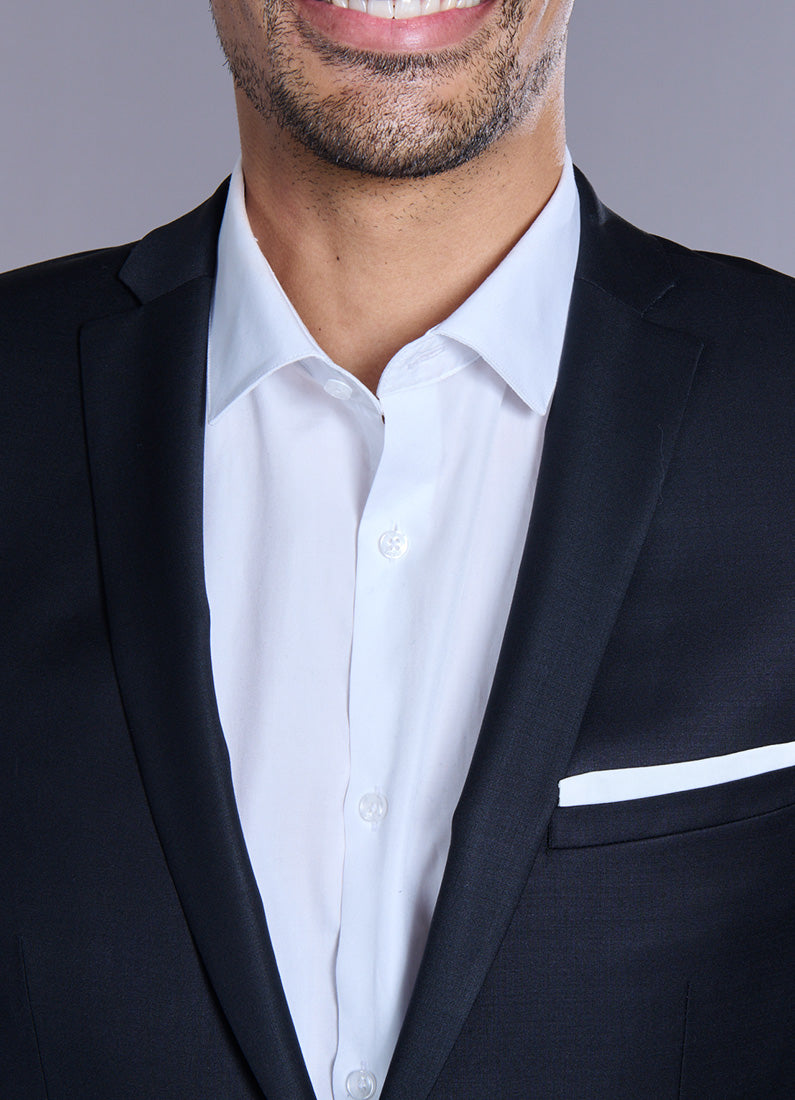 Laine mélangée — Veste de costume ajustée et bi-stretch Jerem, boutons de poignet