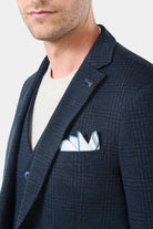 Veste de ville semi-ajustée, maille jacquard prince de galles Jerem, poche poitrine, simple boutonnage
