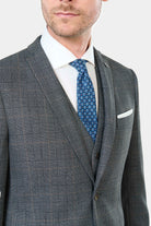 Sergé teint en fil bi-stretch — Veste de costume lavable Jerem, poche poitrine, simple boutonnage